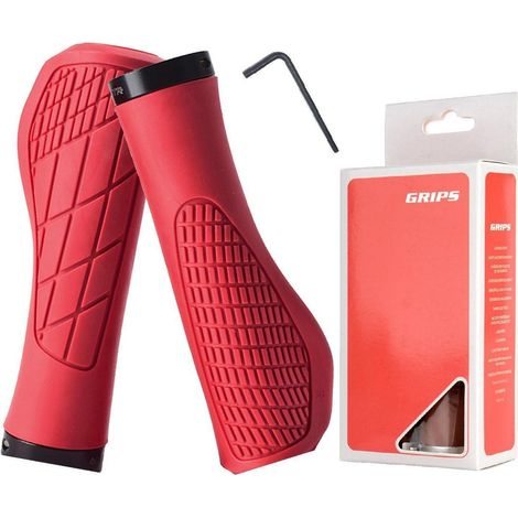 Fahrradlenkergriffe Rot mit Aluminiumschloss – rutschfest, ergonomisch, für MTB, Rennrad (1/5)