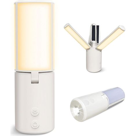 Lampe de camping LED multifonctionnelle - 4000 mAh, intensité réglable, rechargeable par USB, alimentation solaire (1/5)