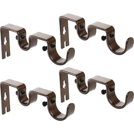 Support double pour tringle à rideaux, robuste et durable, support de tringle de 4,1 cm (1 5/8 po), non réglable, lot de 3, marron (1/5)