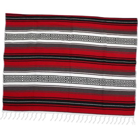 Couverture Mexicaine Tissée Rouge Cape Mélangée Épaisse et Douce pour Canapé Chambre Voiture et Décoration Intérieure (1/5)