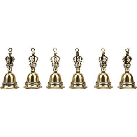 Cloches rétro en laiton sans placage, peinture résistante aux intempéries, sorcière naturelle pour clés de voiture, décoration d'animaux domestiques, 6 pièces (1/5)