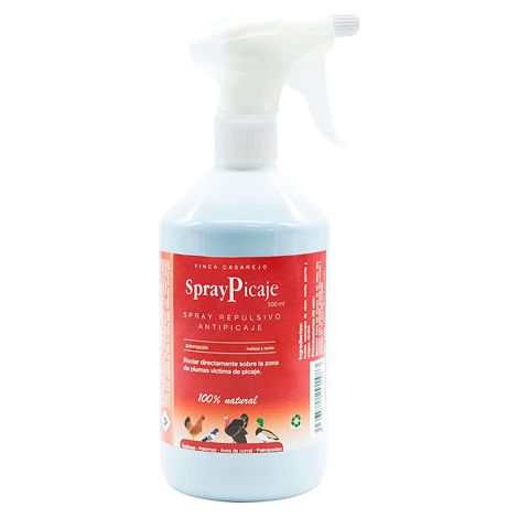 SprayPicaje 500 ml - Spray contra el picaje en Aves de Corral - Su Sabor repele a Las Aves atacantes - Previene el canibalismo en el gallinero - 100% Natural