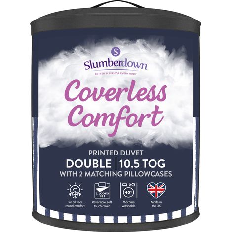 Slumberdown Coverless Comfort Printed Stripe Navy Duvet, 10.5 Tog, Double