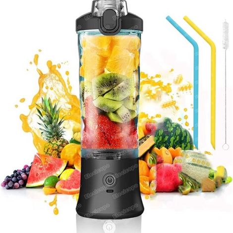 Elektrischer Shaker mit integriertem Mixer – Auslaufsicherer Protein-Shaker – Protein-Shakerflasche – USB-C-aufladbar – Tragbarer Mixer – 600 ml – Schwarz und Blau