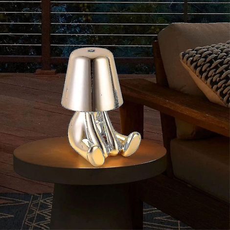 Touch-Nachttischlampe, goldene Thinker-Schreibtischlampe, kabellos, wiederaufladbar, tragbar, dekorativ, mit USB-Ladefunktion - i-silver (1/5)
