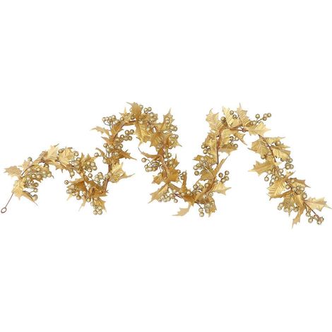 Couronne de Noël dorée en rotin à suspendre pour la décoration (1/5)