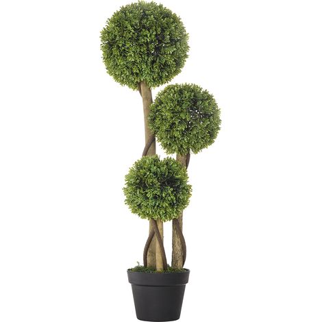 Decorative Artificial Trees Boxwood Ball Topiary Trees in Pot, Fake Plants for Home Indoor Outdoor Decor, 90 cm, Light Green
