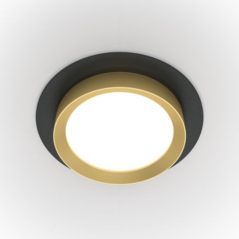 Maytoni Hoop Downlight Encastré Rond Noir, Or GX53