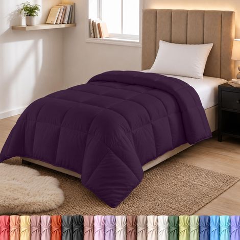 Couette Toutes Saisons 250 g/m² – Couette en Fibre siliconée en Peluche pour lit jumeau – Prune (1/5)