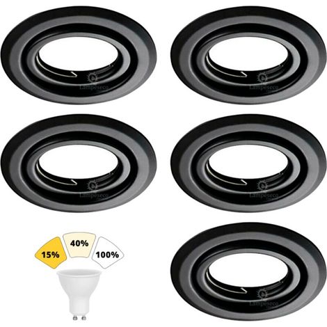 Lot de 5 Spot Encastrable Noir Mat 7W, 3 Intensités Réglables, Blanc Neutre 4000K (1/4)