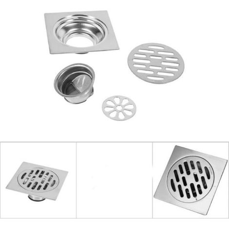 Couvercle De Vidange De Sol Carré - Inox 304 - Pour Tuyau 50 mm Et 75 mm - Type 2 (1/4)