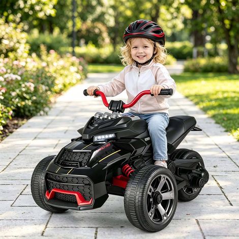 Kids' Electric Quad Bike, 12V, Black, 3-7 km/h (1/4)