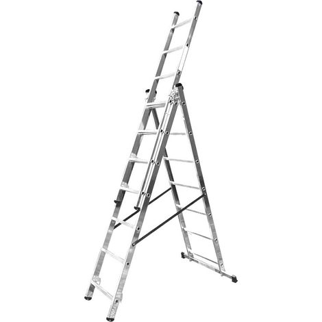 Echelle transformable 3 plans 3x7 échelons 4m/4,9m en aluminium Hailo HobbyStep Type d'embouts - Embout classique (1/5)
