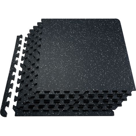 VEVOR Tappetini da Palestra Spessi con Superficie in Gomma e Schiuma EVA, Tappetini per Esercizi, Tappetini Puzzle ad Incastro per Palestra Casa Garage, Bianco e Nero, 12 Pezzi, 610 x 610 x 14 mm