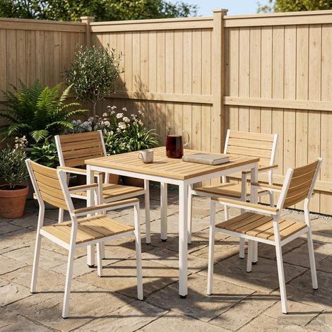 vidaXL Tavolo da cena da giardino Bianco 70 x 68,5 x 75 cm