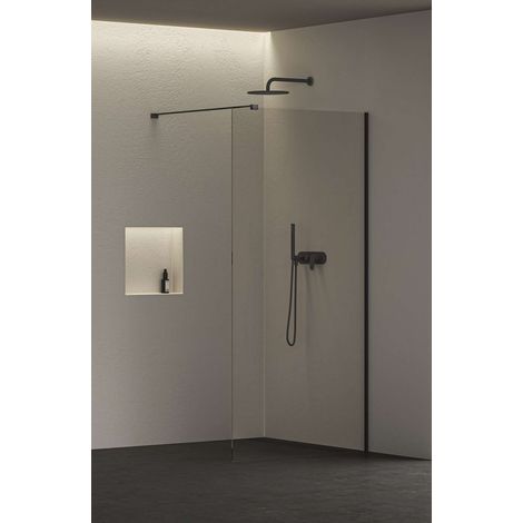 kielle Meara - Paroi de douche Walk-In 120x200 cm, noir mat/verre clair 20726WI1204