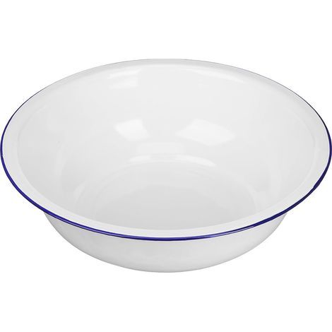 Vintage White Enamel Bowl for Mixing Bread and Washing (1/5)
