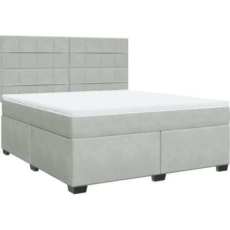 Maison Exclusive - Sommier à lattes de lit et matelas Gris clair 180x200cm Velours (1/5)