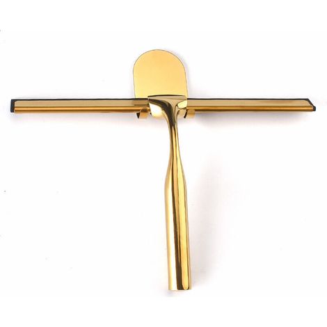 Vergoldeter Duschabzieher aus Edelstahl – Großer 25 cm Glasabzieher – Hochwertiges Silikon – Badezimmerhalterung ohne Bohren (gold) (1/5)