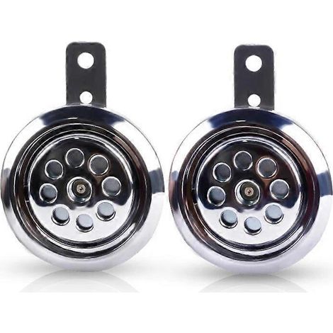 Klaxon universel pour moto, étanche, 110 dB, puissant, 12 V, 85 mm, avec cache chromé nid d'abeille (1 pièce) - Accessoires moto (1/5)