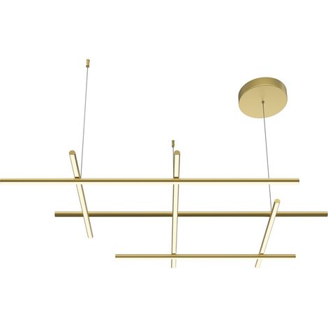 Maytoni Radiance Plafonnier semi-encastré LED carré moderne intégré, doré, 3 000 K, 3 150 lm, abat-jour blanc