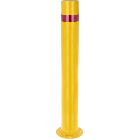 PrimeMatik - Borne en acier avec socle cloué jaune 110 x 960 mm (1/5)