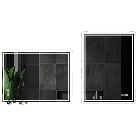 Specchio da bagno con illuminazione a LED e funzione antiappannamento, 70x90 cm (28x36 pollici) (1/2)