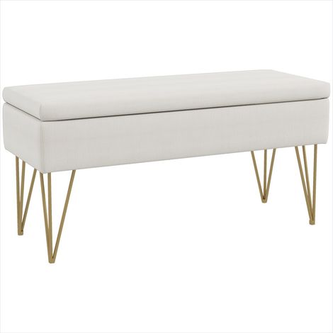 SunJet Table de chevet, table de nuit, Banc coffre tissu lin pieds - Réf. 13RCXMGL98G3 (1/5)