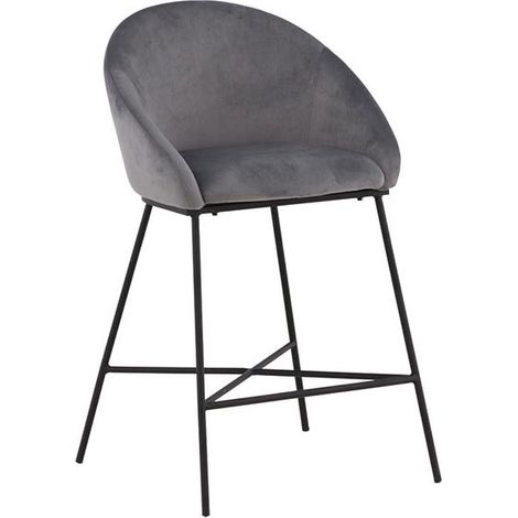 Velvet tabouret de bar velours gris. (1/4)