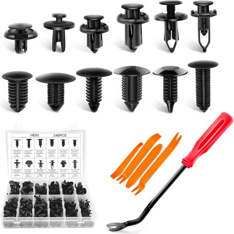 Lot de 240 clips de retenue pour pare-chocs, rivets en plastique de voiture, kit de retenue de garde-boue, clips de protection anti-éclaboussures compatibles avec la plupart des voitures, livré