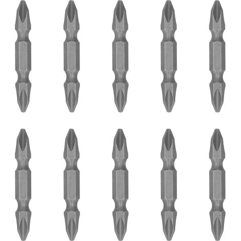 Jeu de 10 embouts tournevis double tête cruciforme aimantés S1/4, outil à main robuste en acier, 50mm, pour visserie électrique et manuelle. (1/5)