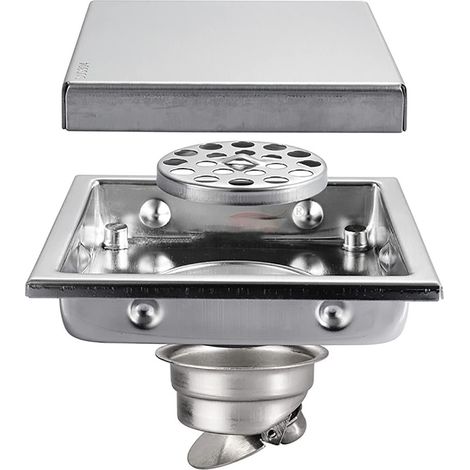 Siphon sol carré 304 – acier inoxydable – filtre amovible – toilette / douche