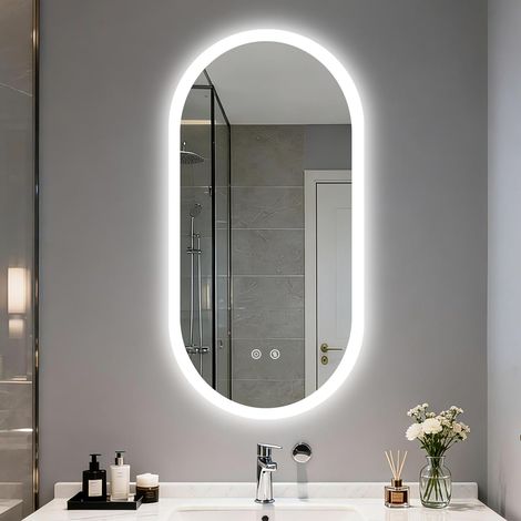 100x50cm Ovale Specchio Bagno con Luce LED Antiappannamento Retroilluminato Memoria Dimmerabile