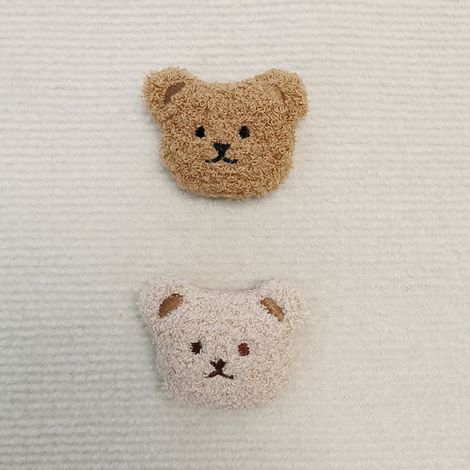 Aimant de réfrigérateur 3D en peluche brodée style coréen, motif ours en caoutchouc souple, décoratif et aimanté, couleur thé au lait. (1/5)