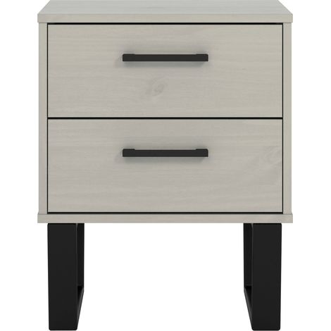 2 Drawer Bedside Cabinet Grey Wax Finish (1/3)