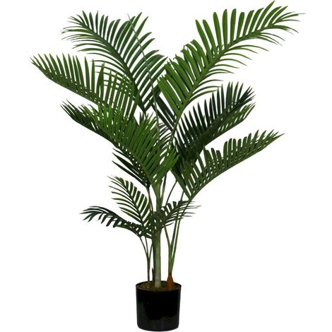 plante artificielle kentia feuillage vert décoratif réaliste - vert feuillage naturel et pot noir (1/5)