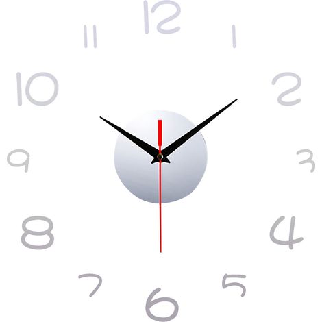 Horloge Murale DIY 3D - Cadran Numérique Sans Cadre - Diamètre 30 à 60 cm - Piles AA - Blanc (1/5)
