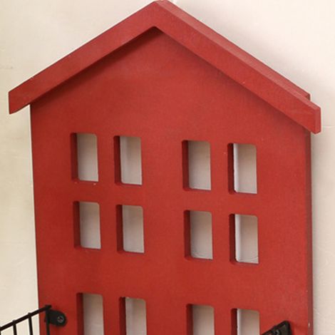 [Wandregal] + [Handgefertigt] + [Rustikale Hausform] Holz & rotes Eisen für Wohn- und Schlafzimmer (355 g)