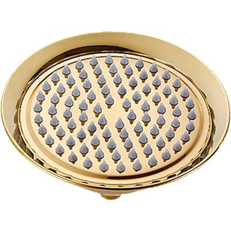 Pommeau de douche rond en laiton antique - convient aux salles de bains, salles d'eau et toilettes - 1 pièce, doré (1/5)