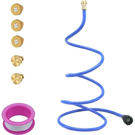 Système de brumisation d'extérieur de 76 Pouces, brumisateur terrasse Portable réglable avec Conception Anti-Obstruction, Ajustement Tuyau 3/4 Pouces, Bleu, Refroidissement Jardin po (1/5)