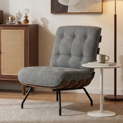 HOMCOM Accent Chair, Reading Chair with Spring Cushion, Dark Grey