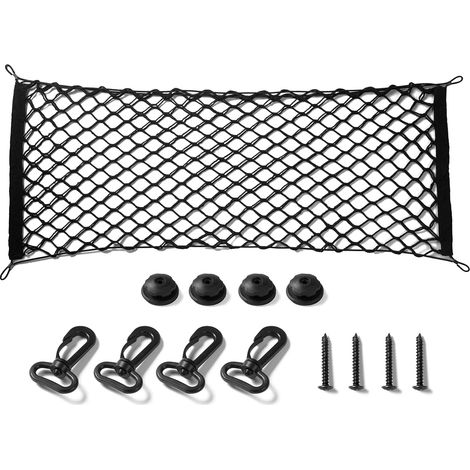 Ecleanfy - Filet de chargement robuste extensible, accessoires intérieurs de voiture, filet de rangement élastique réglable avec crochet pour SUV, voitures et camions (35,4 x 15,8 pouces) (1/5)