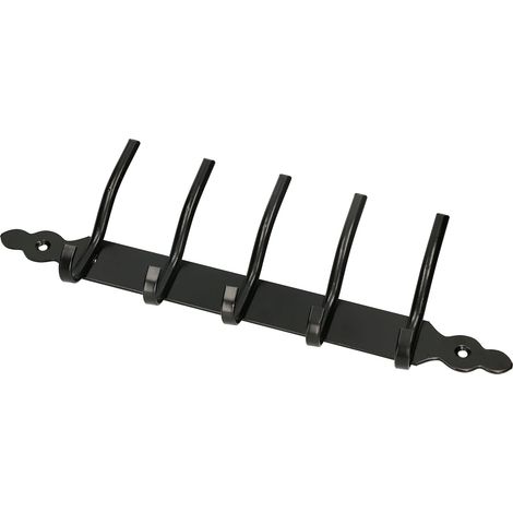 Patère murale en métal avec 5 patères pour suspension murale Noir (1/5)