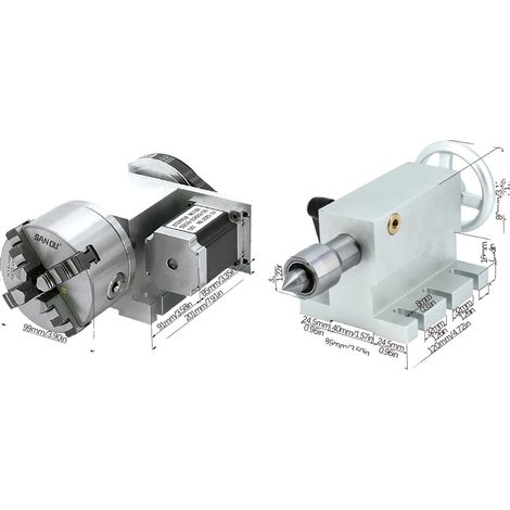 Mesa giratoria CNC, relación de reducción 6:1, construcción de alta resistencia, con motor. (1/2)