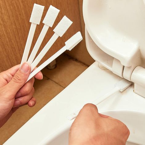 Lot de 10 petites brosses jetables pour le nettoyage des recoins : coins de toilettes, rainures de fenêtres, rails de portes, claviers, plaques de cuisson, stores, grilles d’aération, ventilateurs. (1/5)