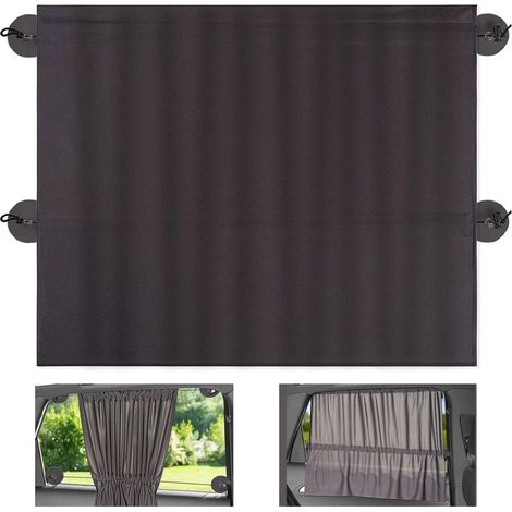 Pare Soleil Voiture Bébé 65x 50 cm - Rideau Occultant avec Ventouse - Protection UV et Contre Chaleur pour Fenêtres Latérales - Gris (x 1 pièce) (1/5)