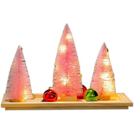BUNTHAUS Coffret cadeau de Noël avec lumières, ensemble de décorations pour sapin de Noël, décorations de fenêtre (ensemble rose)