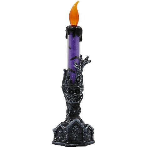 Bougies décoratives d'Halloween à effet flamme vacillante, bougies LED violettes pour la maison, les fêtes, les bars et les maisons hantées.