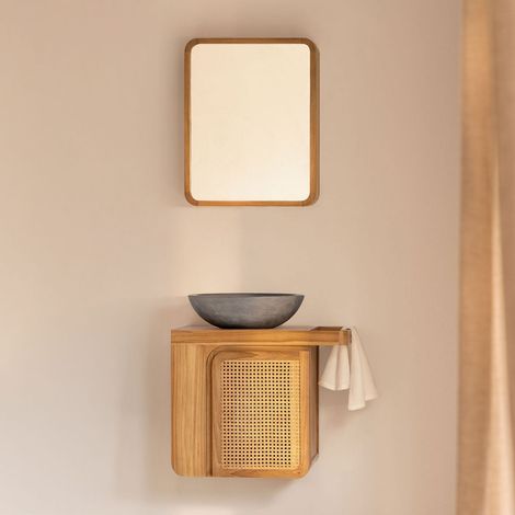 Conjunto de mueble de baño suspendido 60x40 cm en madera de teca Georgy SKLUM       