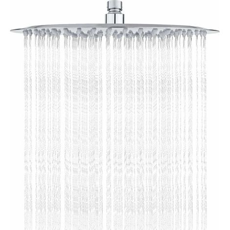 1 Stainless Steel Shower Head, Rain Spray, 30 cm, 360° Rotating and 30° Tilting, 30% Water Saving, Universal 1/2 inch, Bathroom (1/5)
